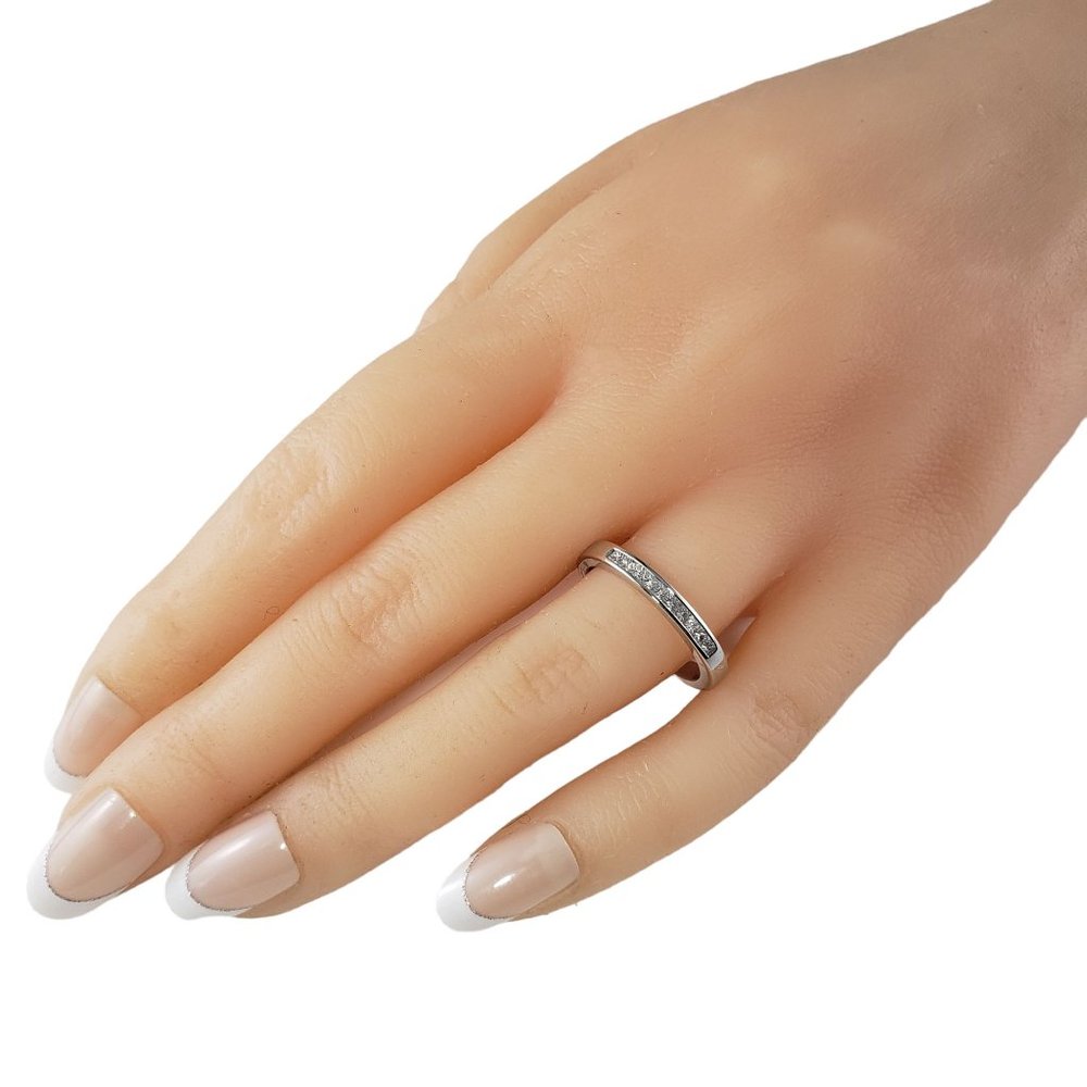 Vintage Platinum and Princess Diamond Wedding Band Ring Size 6.75 #14074 - Picture 6 of 7